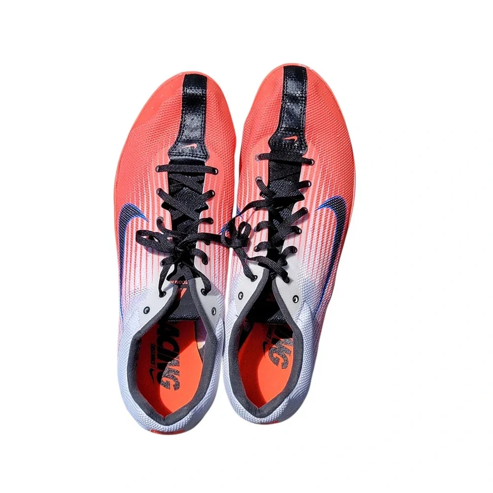 Nike Zoom Rival D 7 Track Field Distance Spikes Orange White 538223-006 Mens 14